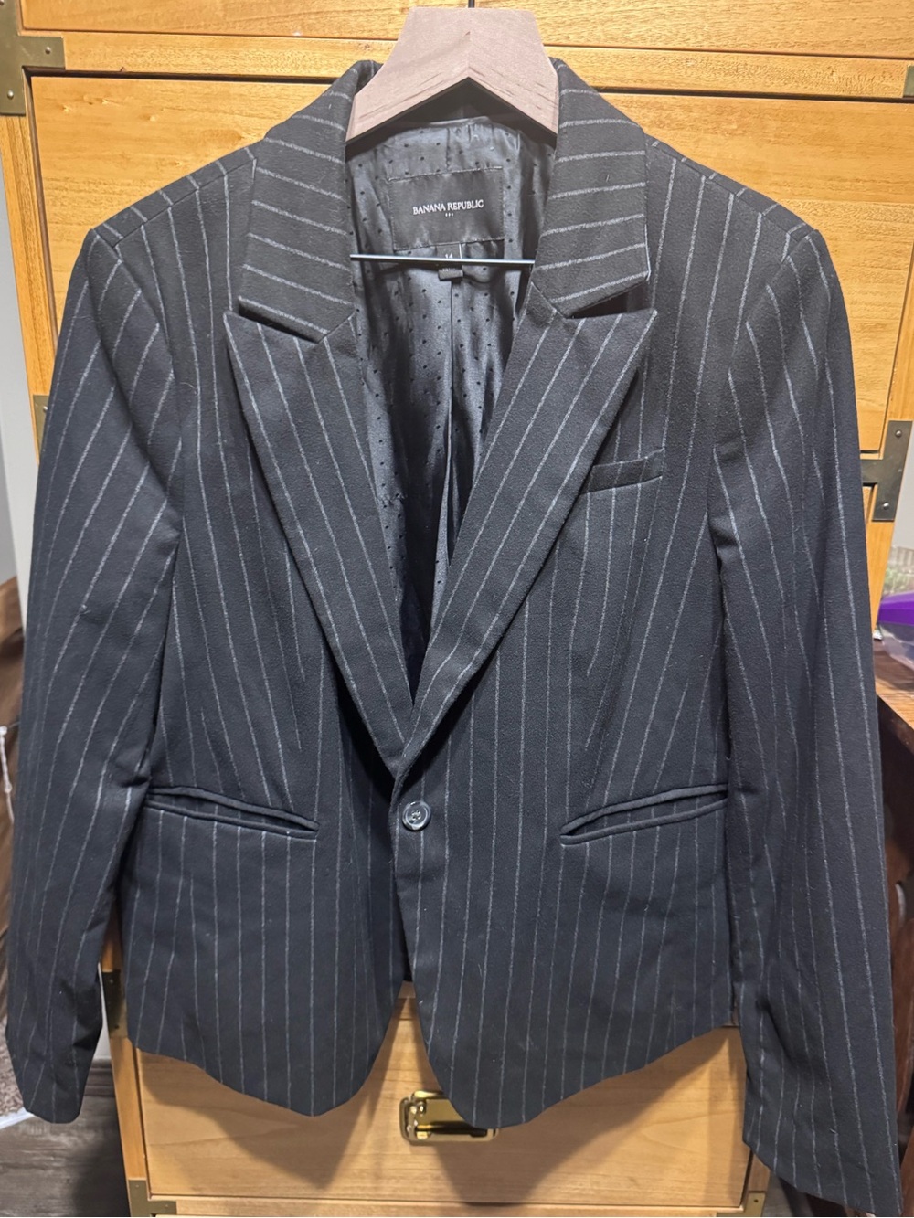 Banana Republic Black and Gray Pinstripe Blazer